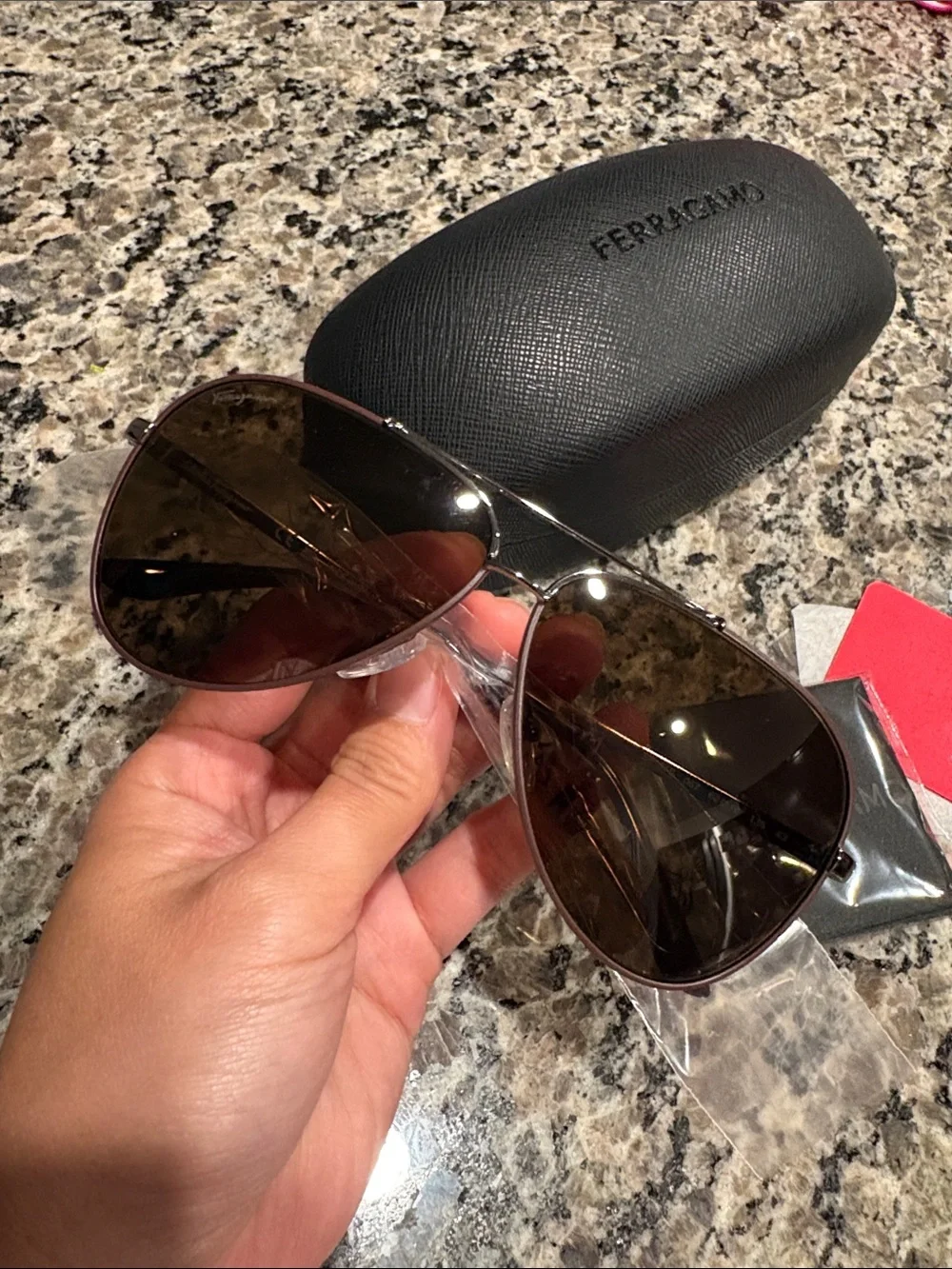 NWT Salvatore Ferragamo Women’s Brown Lenses Aviator Sunglasses